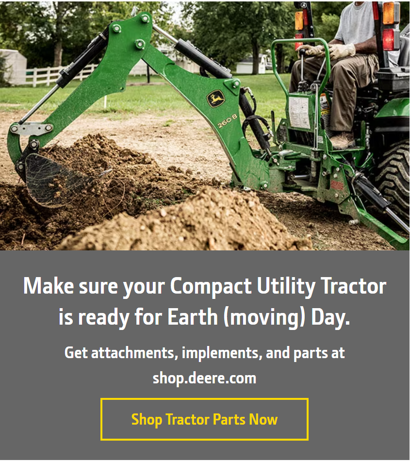 webpage for John Deere machinery